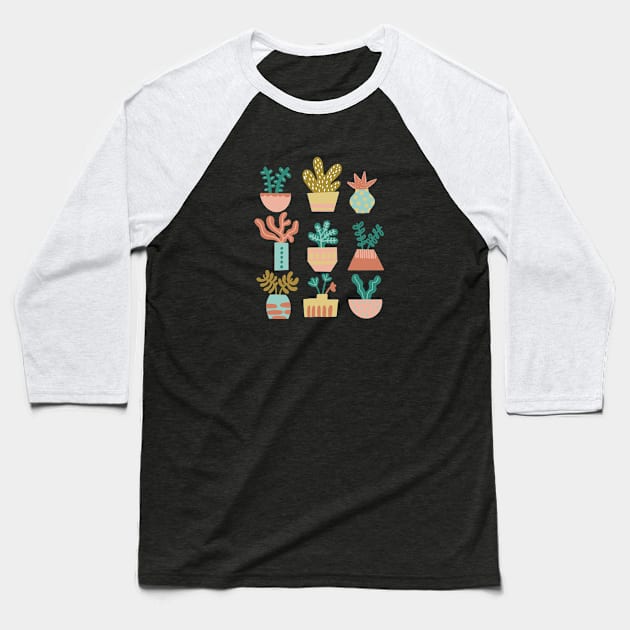 Pastel Plants in pots Baseball T-Shirt by Pacesyte